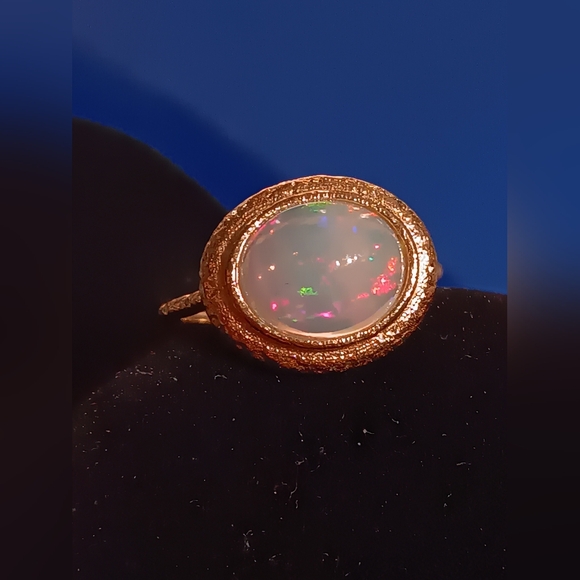 Exclusive Huge Ethiopian Opal Ring Gold Over Sterling Silver New - Picture 14 of 16